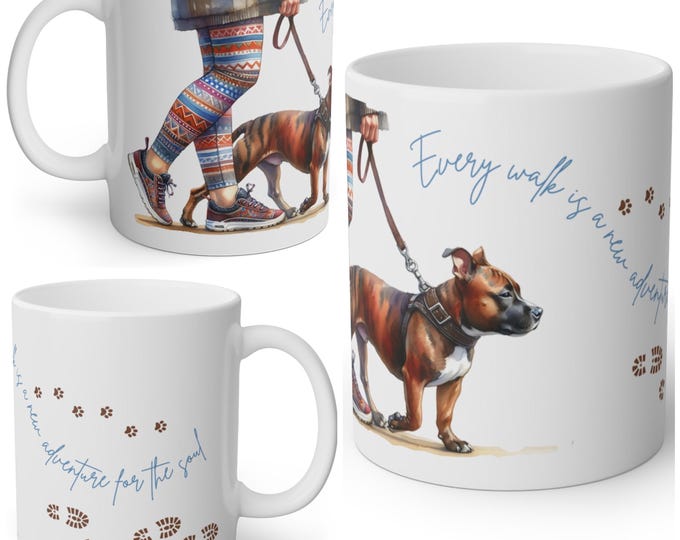Staffordshire Bull Terrier 11oz Ceramic Coffee Mug – Dog Lover Gift, Tea Mug, Dog Walker Present