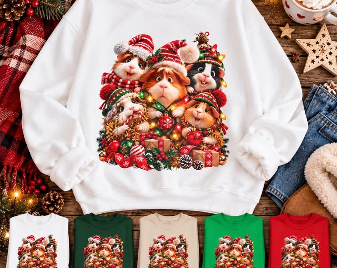 Christmas Guinea Pig Sweatshirt, Festive Pet Lover Gift