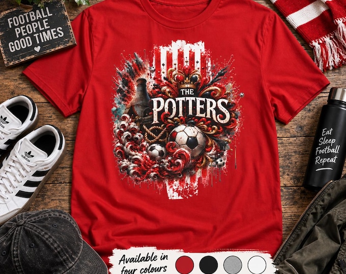 Stoke City The Potters T-Shirt | Football Fan Tee | Red & White Gift
