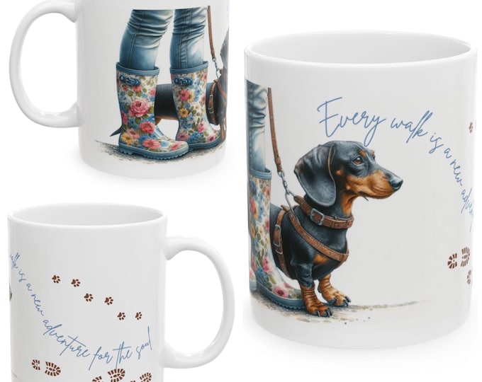 Dachshund 11oz Ceramic Coffee Mug – Dog Lover Gift, Tea Mug, Dog Walker Present