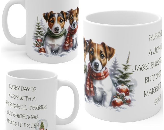 11oz Ceramic  Jack Russell Terrier Christmas Mug, Jack Russell Mug, Jack Russell Terrier Gift For Jack Russell Terrier, Mum, Dad, Owner