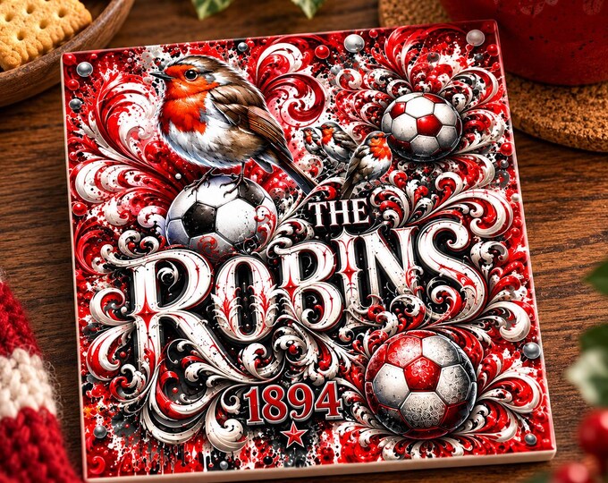 Bristol City Ceramic Football Coaster | Football Fan Gift | Square Coaster