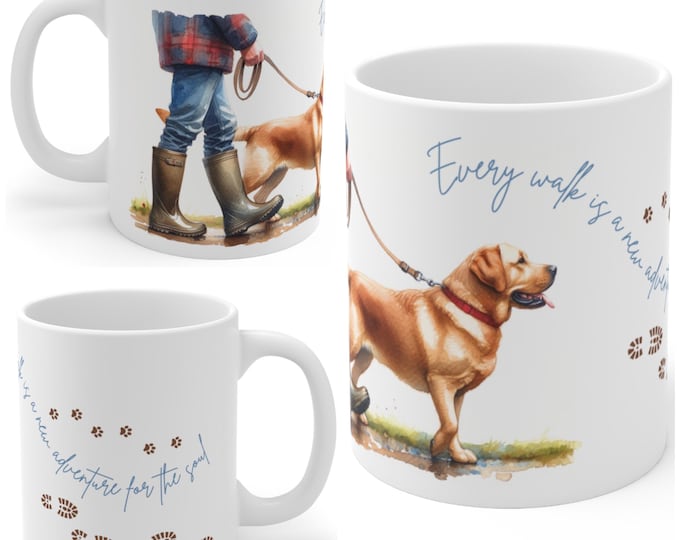 Golden Labrador 11oz Ceramic Coffee Mug – Dog Lover Gift, Tea Mug, Dog Walker Present