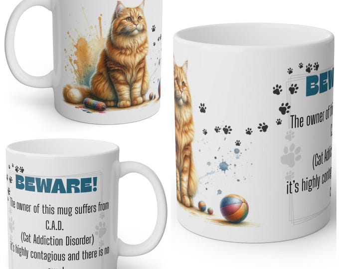 Funny Fluffy Ginger Cat Mug