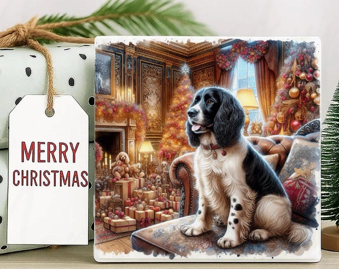 Springer Spaniel Christmas Coaster, Great Secret Santa Gift, Pre Christmas Gift
