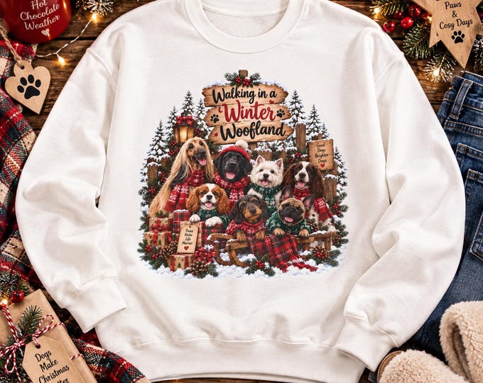 Walking in a Winter Woofland sweatshirt | Dog Christmas crewneck