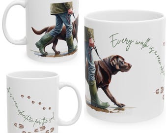 Chocolate Labrador 11oz Ceramic Coffee Mug – Dog Lover Gift, Tea Mug, Dog Walker Present