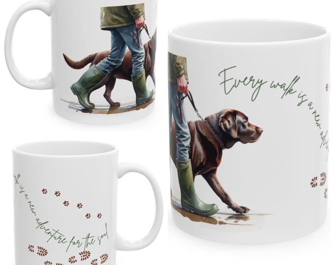 Chocolate Labrador 11oz Ceramic Coffee Mug – Dog Lover Gift, Tea Mug, Dog Walker Present