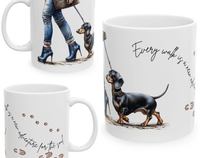Dachshund 11oz Ceramic Coffee Mug – Dog Lover Gift, Tea Mug, Dog Walker Present