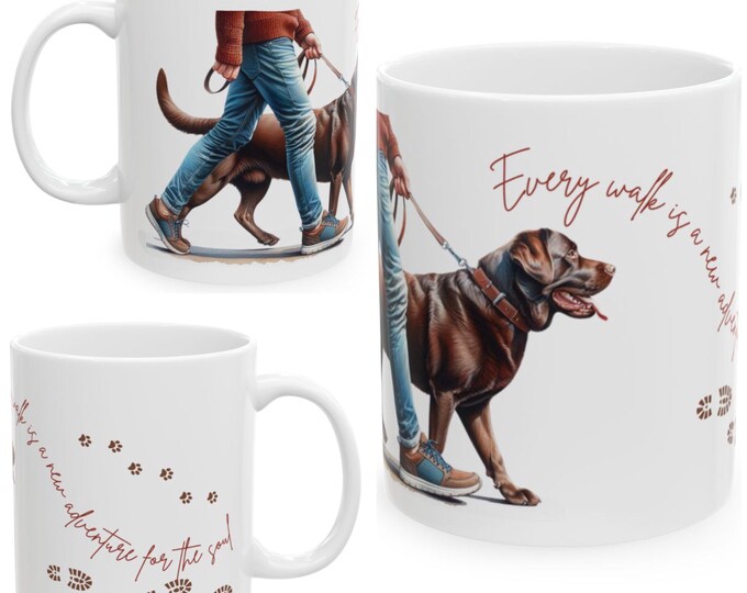 Chocolate Labrador 11oz Ceramic Coffee Mug – Dog Lover Gift, Tea Mug, Dog Walker Present