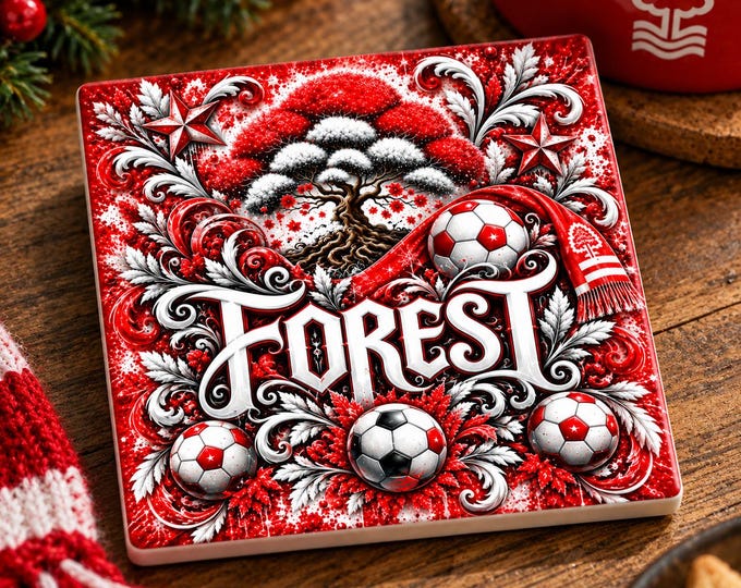 Nottingham Forest Ceramic Football Coaster | Football Fan Gift | Square Coaster