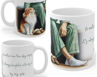 Ginger and White Cat Morning Cuddles Mug