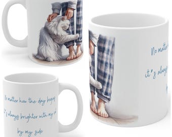 White Cat Morning Cuddles Mug