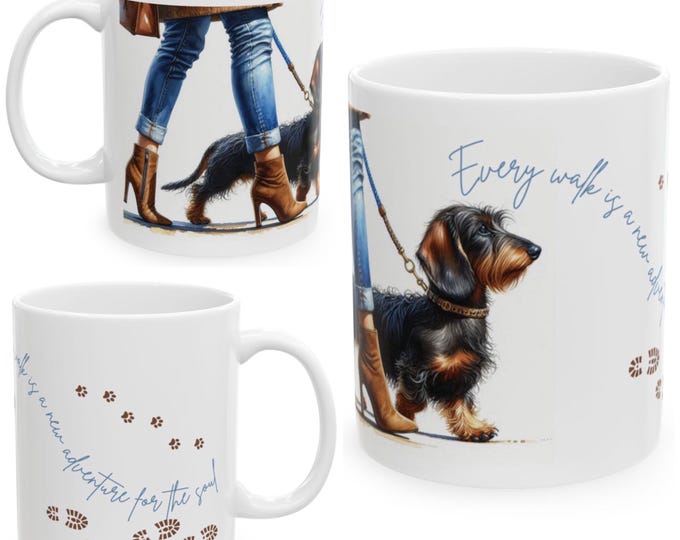 Wired Hair Dachshund 11oz Ceramic Coffee Mug – Dog Lover Gift, Tea Mug, Dog Walker Present