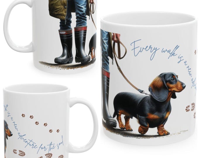 Dachshund 11oz Ceramic Coffee Mug – Dog Lover Gift, Tea Mug, Dog Walker Present