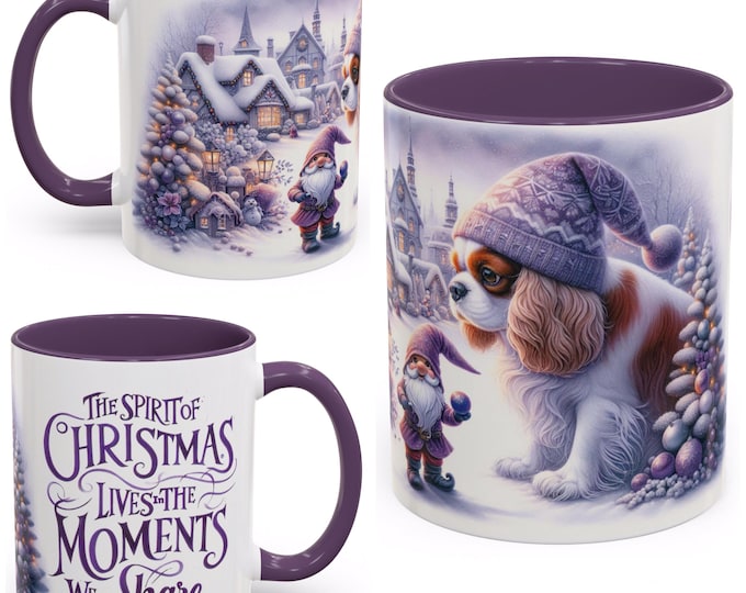 Cavalier King Charles Spaniel and Gnome Christmas Mug