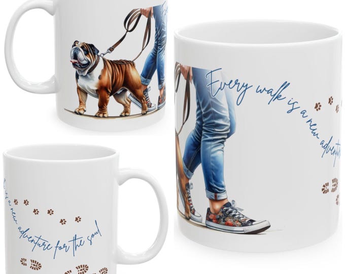 English Bulldog 11oz Ceramic Coffee Mug – Dog Lover Gift, Tea Mug, Dog Walker Present