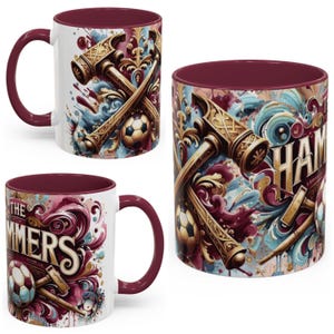 West Ham United Fan Mug – Claret & Blue Football Gift, Hammer Supporter Coffee Mug, Irons Match Day Tea Mug, West Ham Gift, Birthday Gift