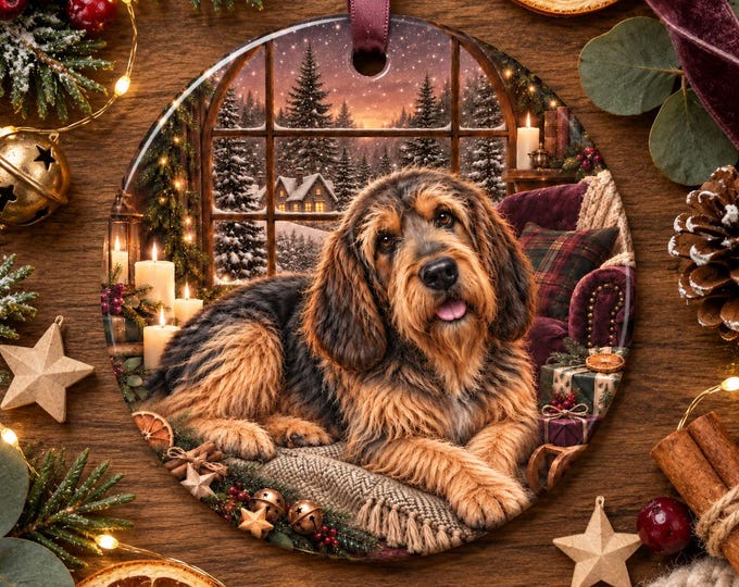 Otterhound Christmas Tree Ornament, Ceramic, Double-Sided Print & Gift Bag