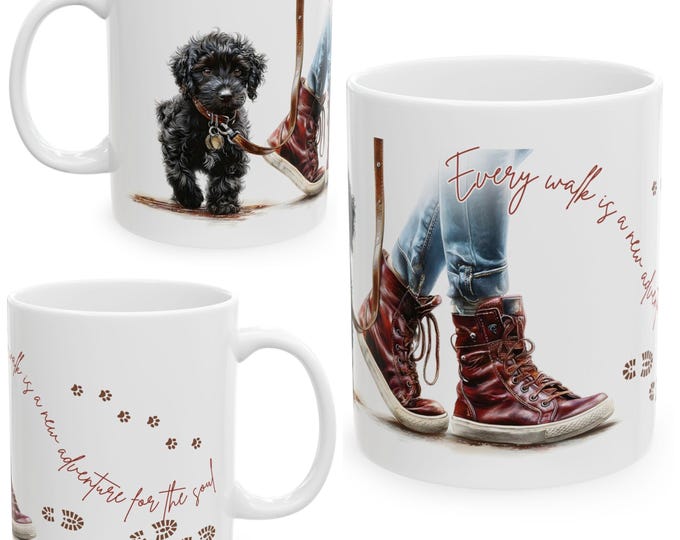 Cavapoo Mug, Cockapoo Mug, Every Walk Is A New Adventure, Cute Puppy Mug Gift