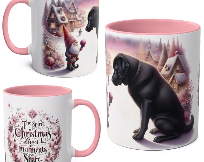 Black Labrador and Gnome Christmas Mug