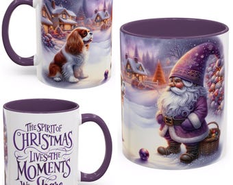 Cavalier King Charles Spaniel and Gnome Christmas Mug