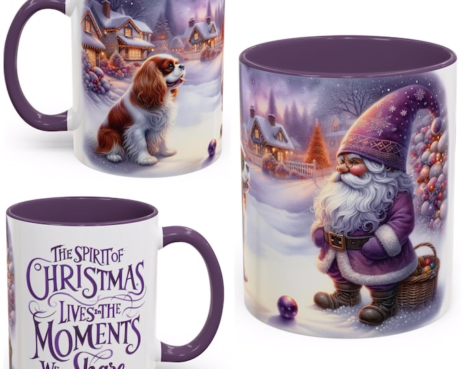 Cavalier King Charles Spaniel and Gnome Christmas Mug