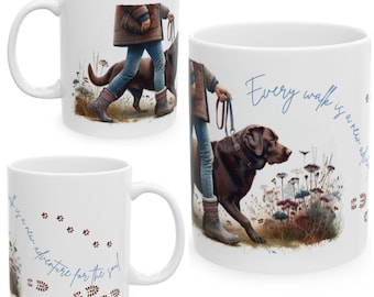 Chocolate Labrador 11oz Ceramic Coffee Mug – Dog Lover Gift, Tea Mug, Dog Walker Present
