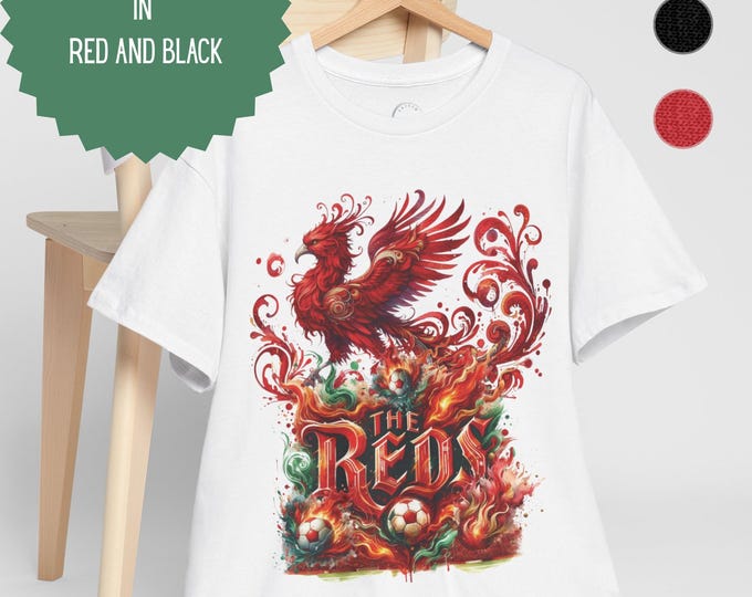 Liverpool  Heavy Cotton T-Shirt | Football Fan Tee | Gift for Liverpool Supporter | Available in Red, Black & White in Sizes Small to 5XL