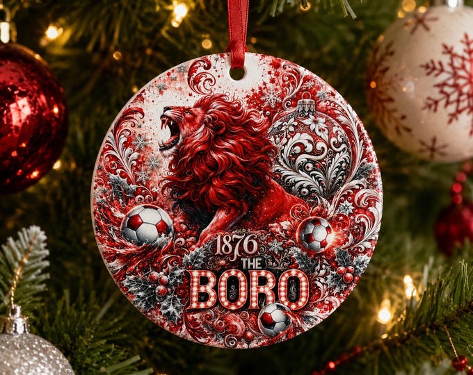 Middlesbrough Christmas Ornament | Boro Football Fan Gift Ceramic Decoration