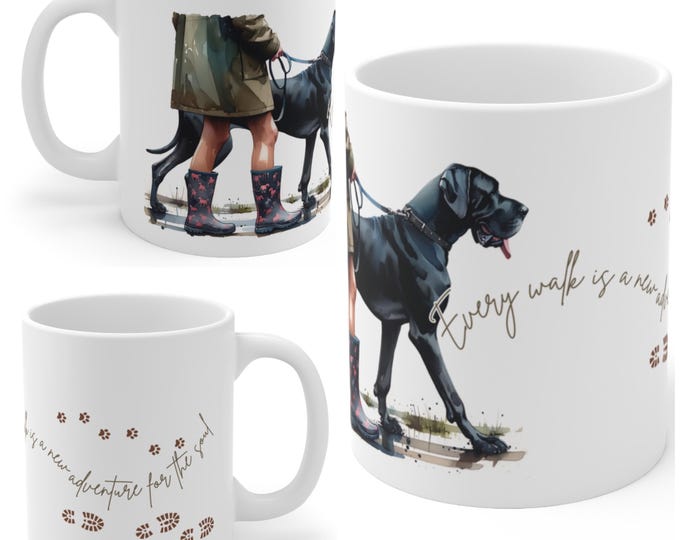 Great Dane 11oz Ceramic Coffee Mug – Dog Lover Gift, Tea Mug, Dog Walker Present