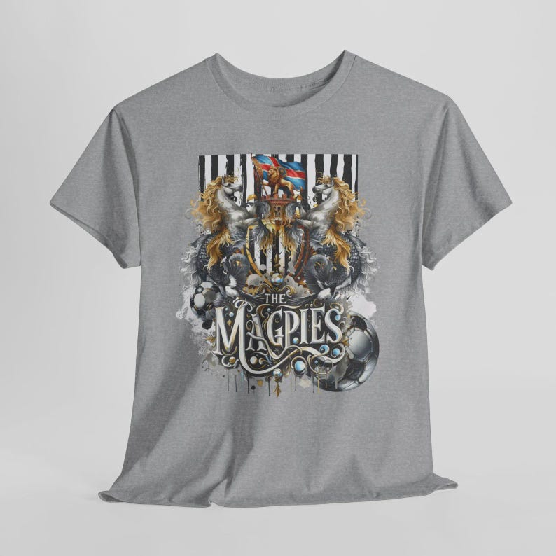 Newcastle T-Shirt | Football Fan Tee | Gift for Newcastle Supporter | Available Grey, Black & White | Sizes Small to 5XL image 8