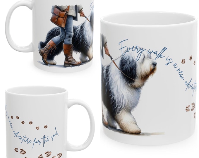 Old English Sheepdog 11oz Ceramic Coffee Mug – Dog Lover Gift, Tea Mug, Dog Walker Present