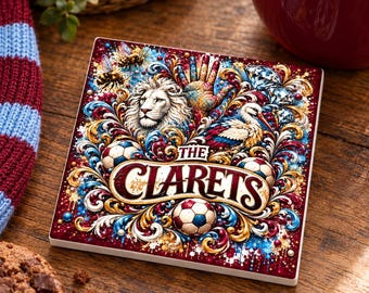 Burnley Ceramic Football Coaster | Football Fan Gift | Square Coaster