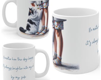 Black and White Cat Morning Cuddles Mug