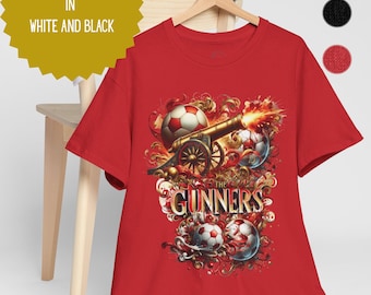 Arsenal Heavy Cotton T-Shirt | Football Fan Tee | Gift for Arsenal Supporter | Available in Red, Black & White in Sizes Small to 5XL