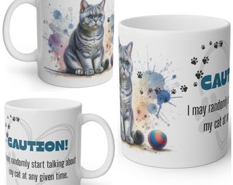 Funny Cute Grey Cat Mug