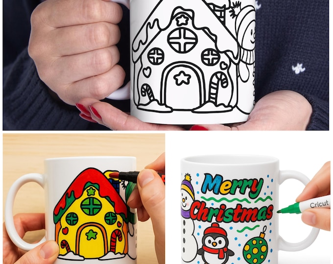 DIY Colour-In Christmas Mug | Personalise With Ceramic Pens | Festive Craft Activity for Kids & Adults | Creative Christmas Gift