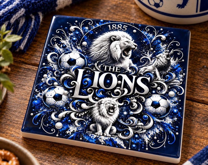 Millwall Ceramic Football Coaster | Football Fan Gift | Square Coaster