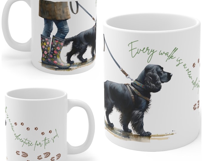 Black Cocker Spaniel 11oz Ceramic Coffee Mug – Dog Lover Gift, Tea Mug, Dog Walker Present