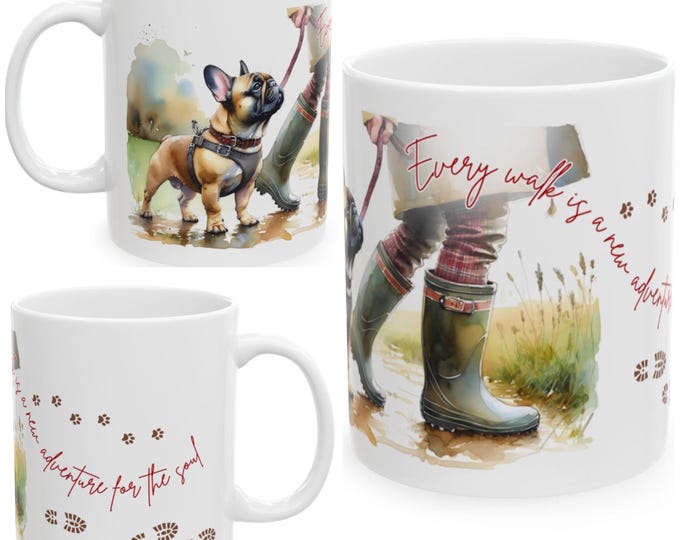 French Bulldog 11oz Ceramic Coffee Mug – Dog Lover Gift, Tea Mug, Dog Walker Present