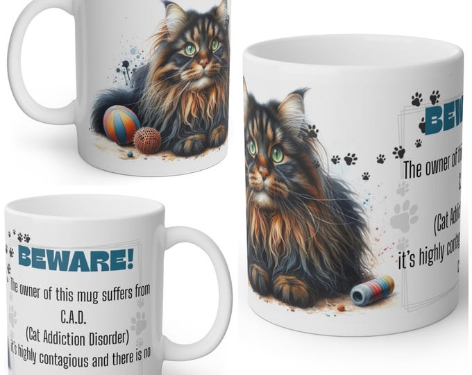 Funny Fluffy Tortoise Shell Cat Mug