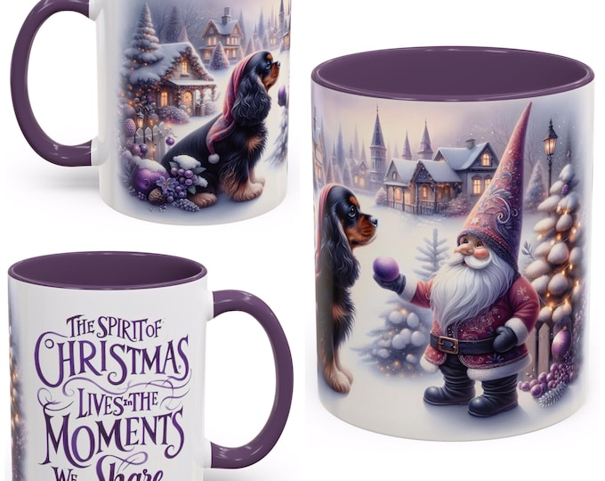 Cavalier King Charles Spaniel and Gnome Christmas Mug