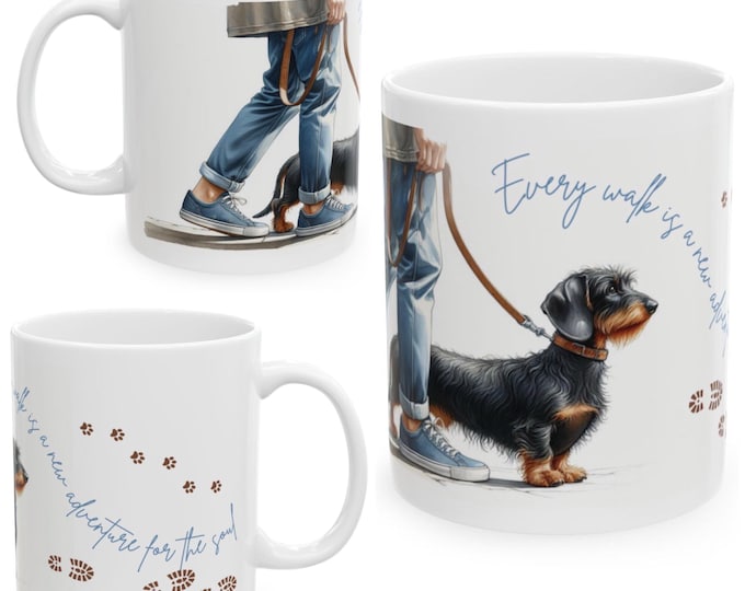Wired Hair Dachshund 11oz Ceramic Coffee Mug – Dog Lover Gift, Tea Mug, Dog Walker Present