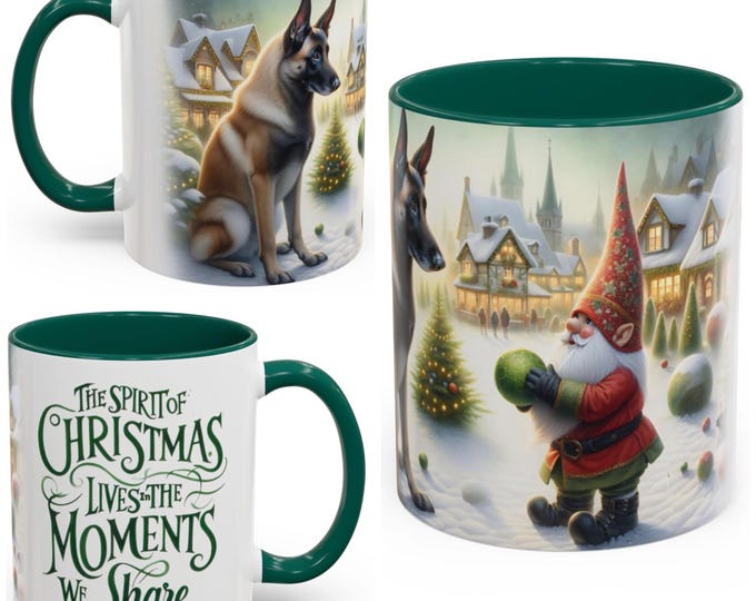 Belgian Malinois and Gnome Christmas Mug