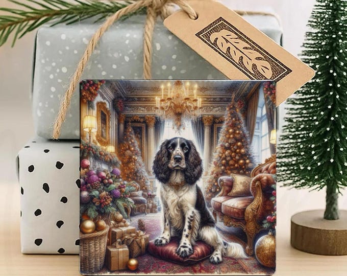 Springer Spaniel Christmas Coaster, Great Secret Santa Gift, Pre Christmas Gift