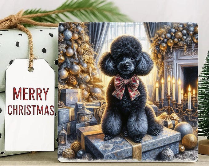 Black Poodle Christmas Coaster, Perfect Secret Santa Gift, Pre Christmas Gift