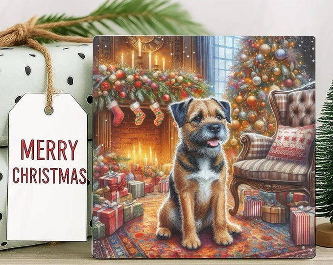 Border Terrier Christmas Coaster, Perfect Secret Santa Gift, Pre Christmas Gift