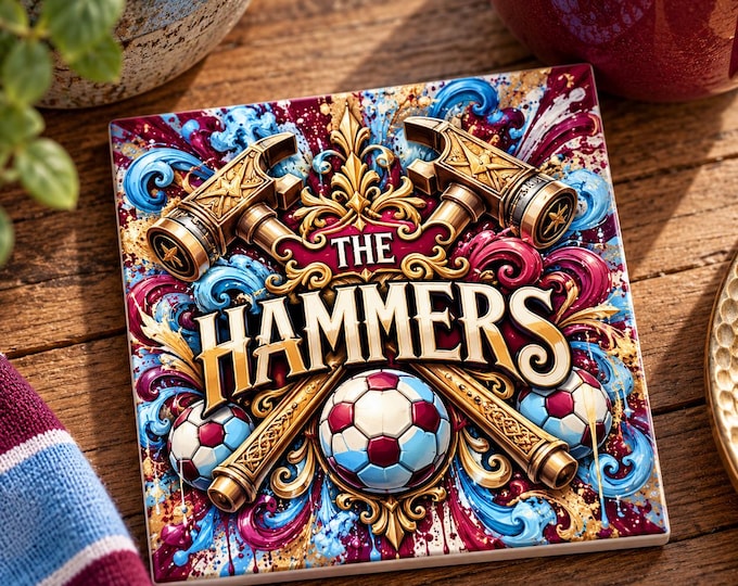 West Ham Ceramic Football Coaster | Football Fan Gift | Square Coaster