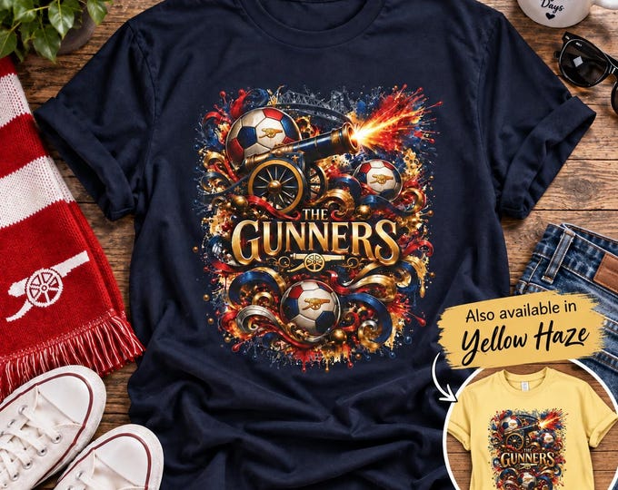 Gunners Away Colours Football T-Shirt, Arsenal Inspired Away Colours Fan Shirt